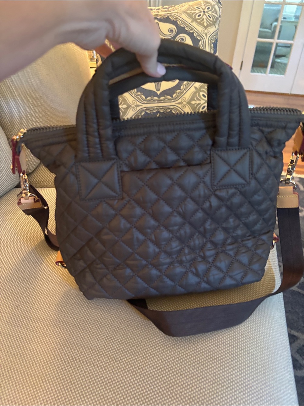 MZ WALLACE Quilted Small Metro Crossbody Tote with Leather Accents - Picture 3 of 6
